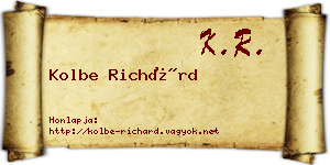 Kolbe Richárd névjegykártya